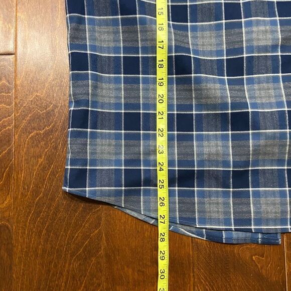 UNTUCKit Casual Fit Button Front Plaid Navy Blue Cotton Shirt Men's Size Large - Picture 10 of 10